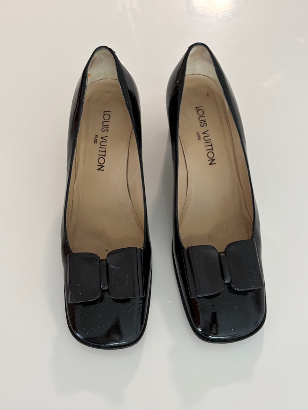 Louis Vuitton Black Patent Leather Bow Flats